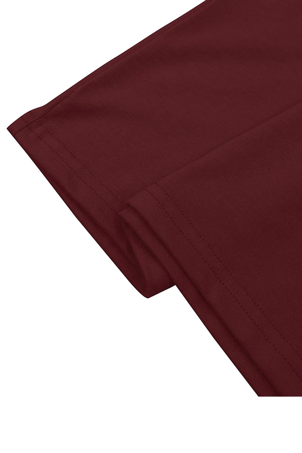 Bingerlily Wine Red Short Sleeve Stripe Tops