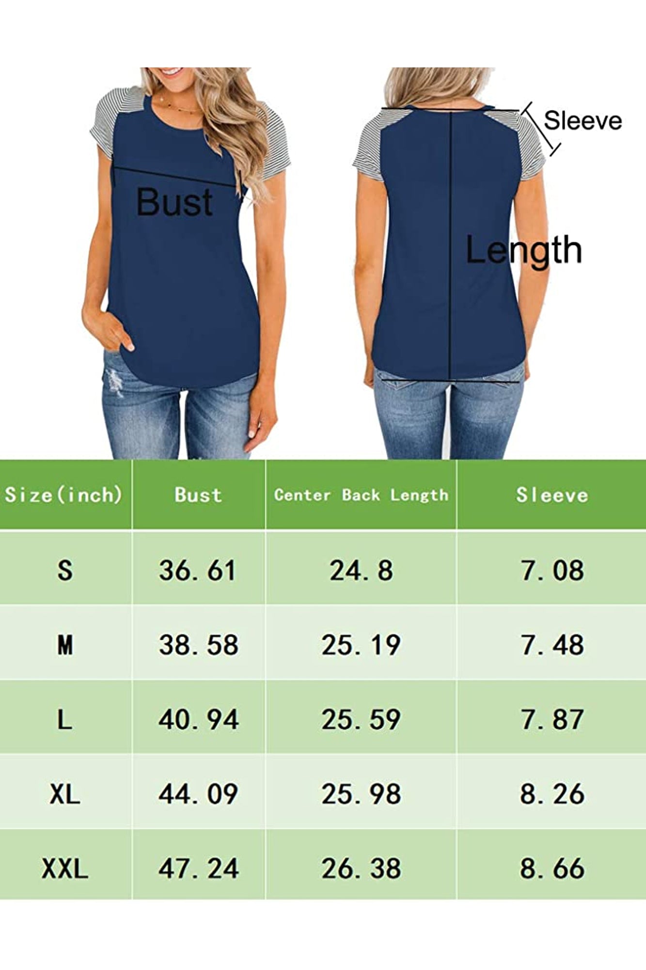 Bingerlily Blue Short Sleeve Stripe Tops