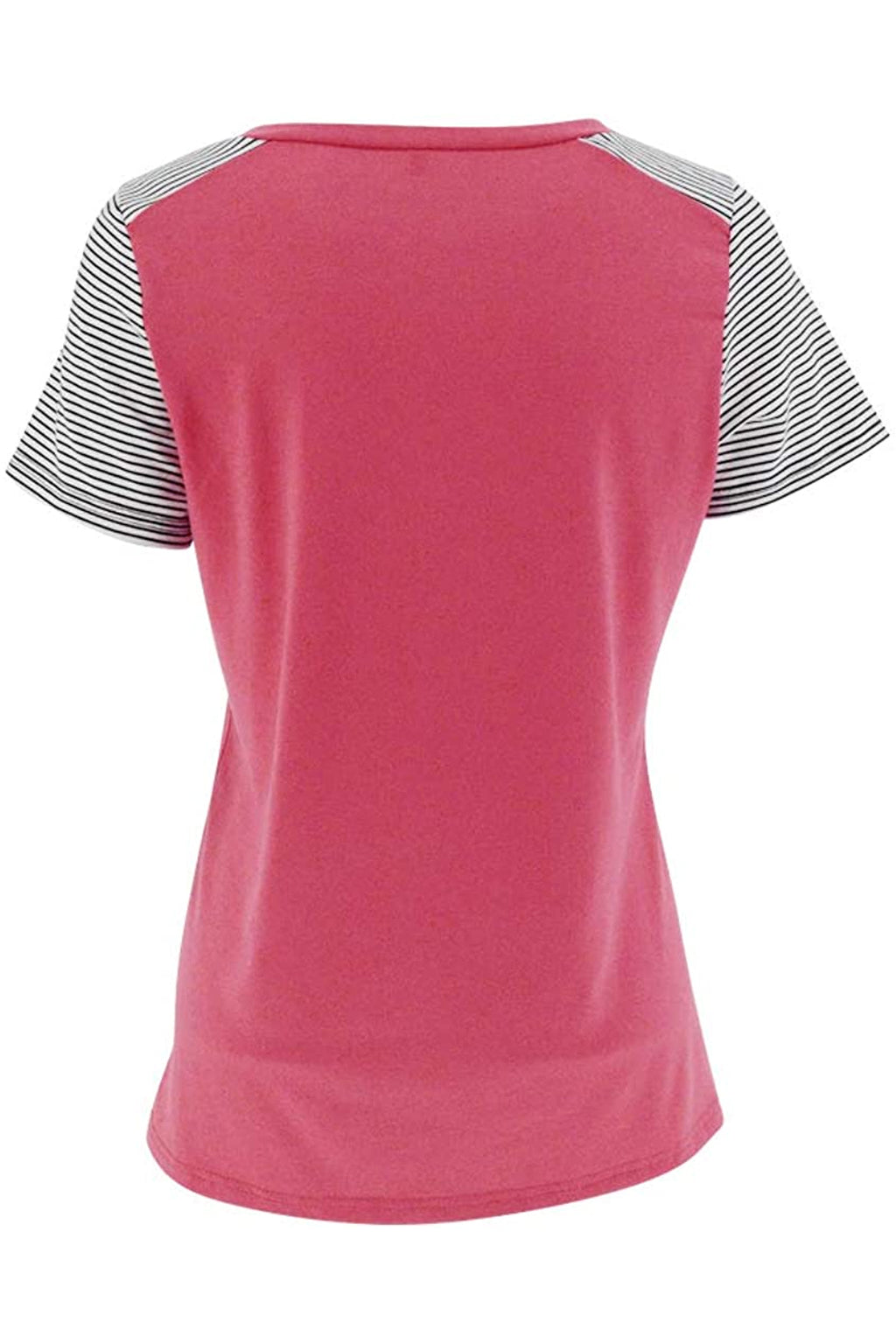 Bingerlily Deep Peach Short Sleeve Stripe Tops