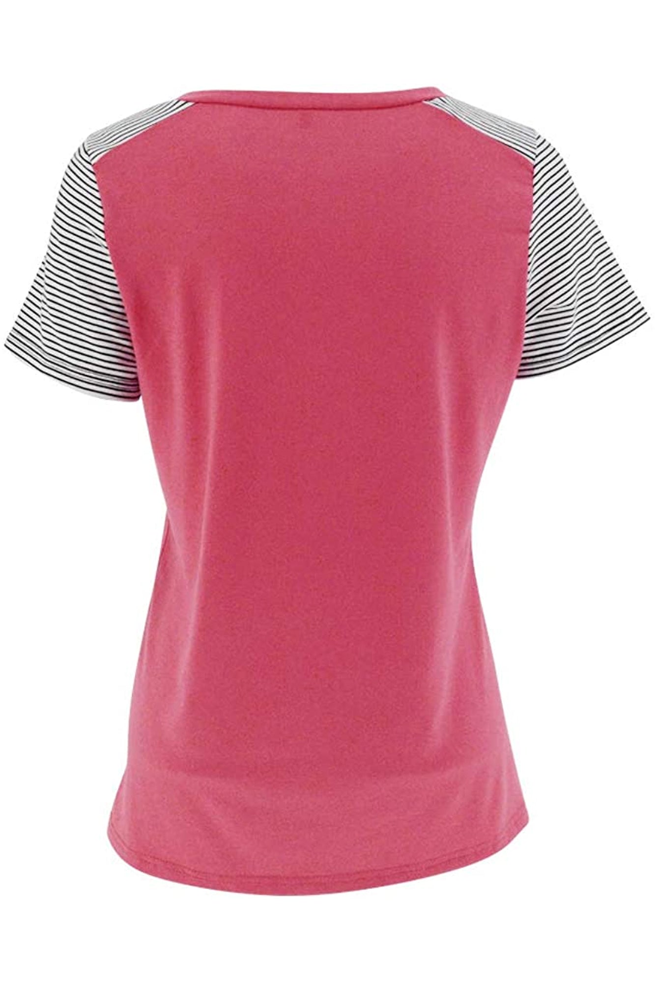 Bingerlily Deep Peach Short Sleeve Stripe Tops