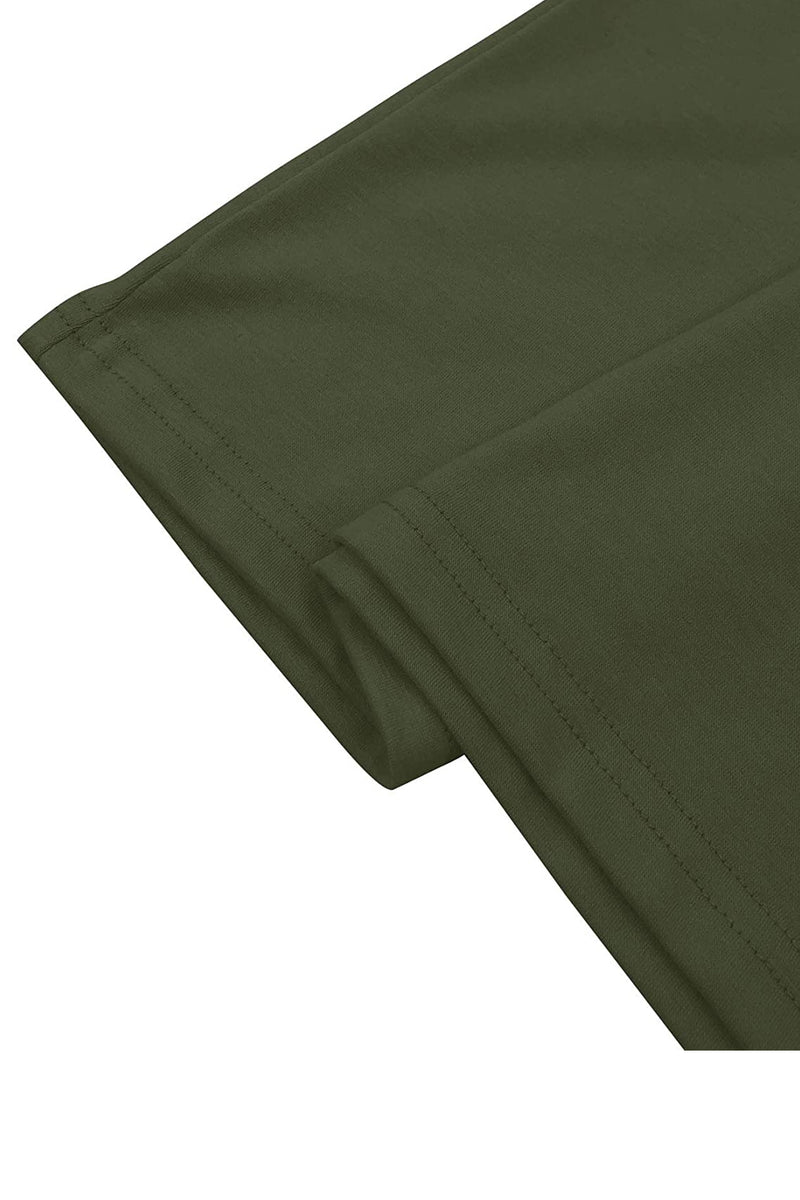 Bingerlily Army Green Short Sleeve Stripe Tops