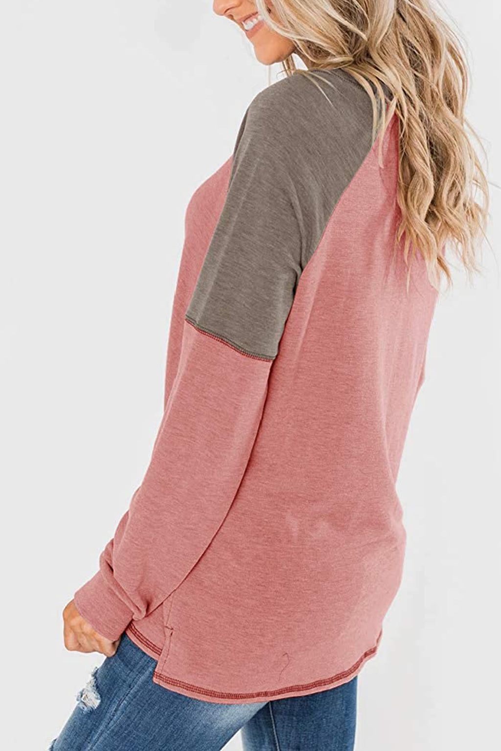 Bingerlily Women Peach Long Sleeve Tunic Top